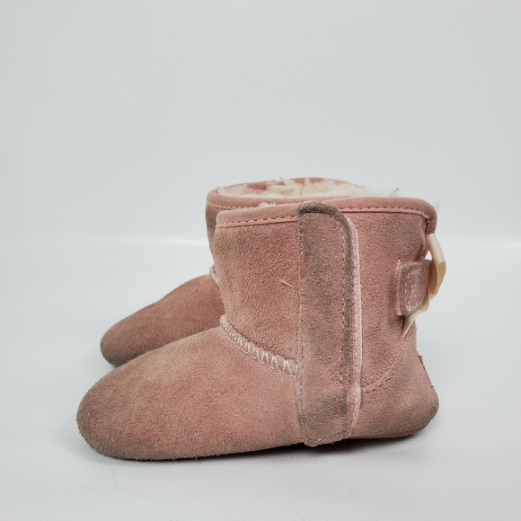 Ugg Baby Girl Bow Valcro Suede Sheep Sherling Boot - Picture 3 of 12